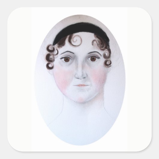 Jane Austen waterverf portret sticker (Voorkant)