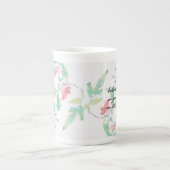 Jane Austen Waterverf Rozen Quote Bone China Mok (Voorkant)