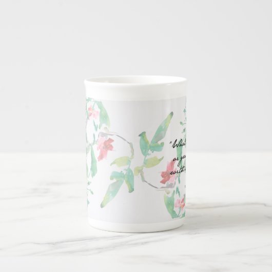 Jane Austen Waterverf Rozen Quote Bone China Mok (Voorkant)