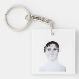 Jane Austen-waterverfportret sleutelhanger. Sleutelhanger