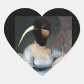 Jane Austen with bird head Hart Sticker (Voorkant)