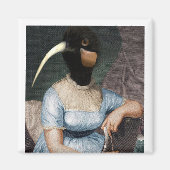 Jane Austen with bird head Magneet (Voorkant)