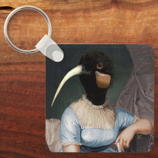 Jane Austen with bird head Sleutelhanger (Voorkant)