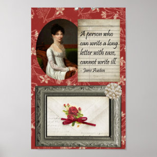 Jane Austen Writing Geïnspireerde print