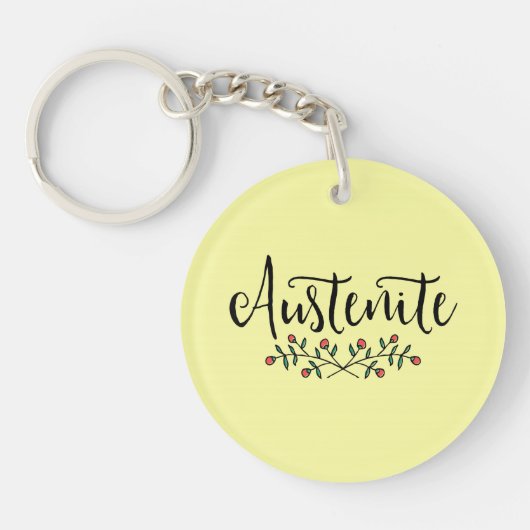 Jane Austen Yellow Floral Austenite Sleutelhanger (Voorkant)