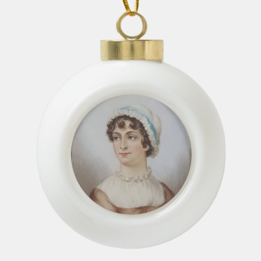 Jane Austen's Miniature Portrait Keramische Bal Ornament (Voorkant)