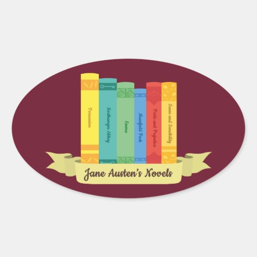 Jane Austen's Novels III Ovale Sticker (Voorkant)