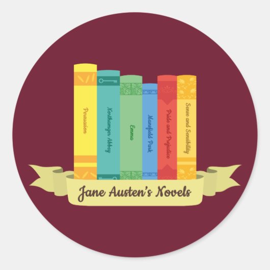 Jane Austen's Novels III Ronde Sticker (Voorkant)