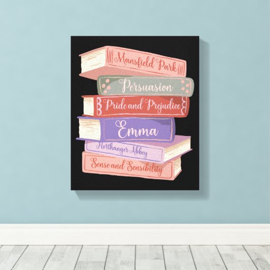 Jane Austen's Novels V Canvas Afdruk (Insitu (Houten vloer))