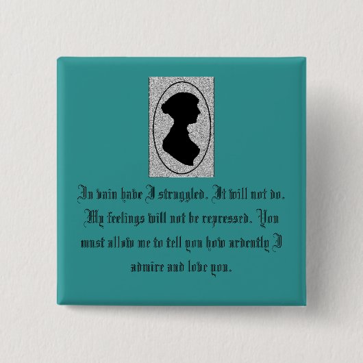 Jane Austen's Pride Vierkante Button 5,1 Cm (Voorkant)