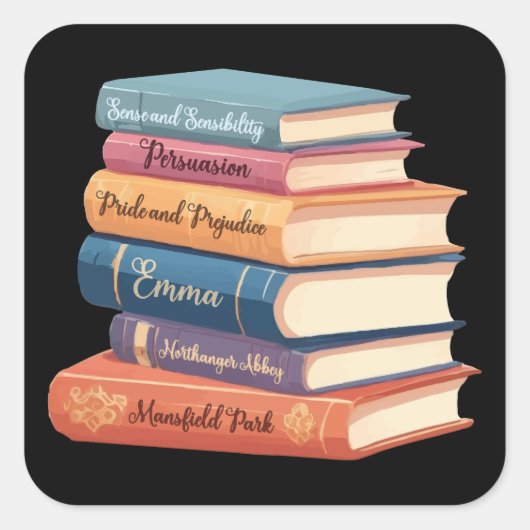 Jane Austen's romans VII Vierkante Sticker (Voorkant)