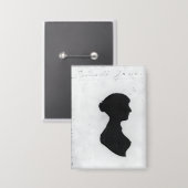 Jane Austens silhouet op een sleutelhanger Button (Voorkant / Achterkant)