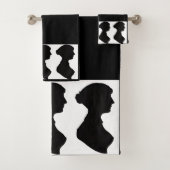 Jane Austens Silhouet op Zwart Bad Handdoek (Insitu)