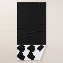 Jane Austens Silhouet op Zwart Bad Handdoek