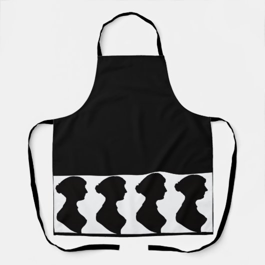 Jane Austens Silhouet op Zwart Schort (Voorkant)
