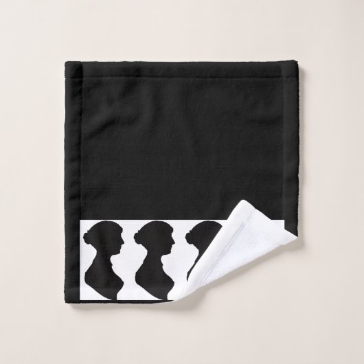 Jane Austens Silhouet op Zwart Washandje (Wasdoekje)