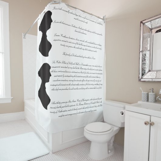 Jane Austen's silhouette & first novel lines Douchegordijn (In situ)