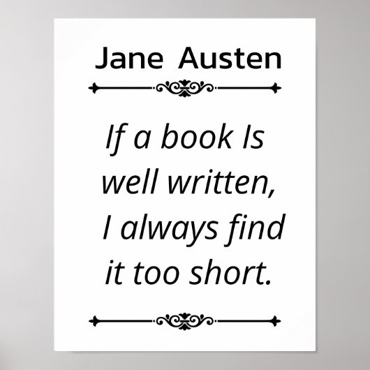 Jane Austent Book Quote - Als een boek goed geschr Poster (Voorkant)