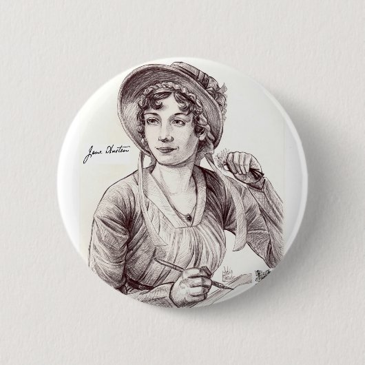 Jane Austin met een glimlach Ronde Button 5,7 Cm (Voorkant)