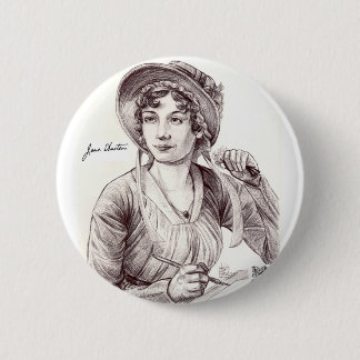 Jane Austin met een glimlach Ronde Button 5,7 Cm