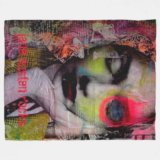 JANE AUSTIN ROCKS fleece werp Deken (Voorkant (Horizontaal))