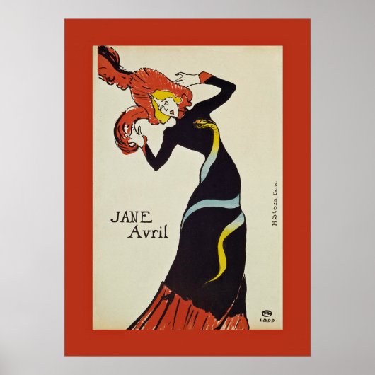Jane Avril ~ Henri de Toulouse Lautrec 1899 Poster (Voorkant)
