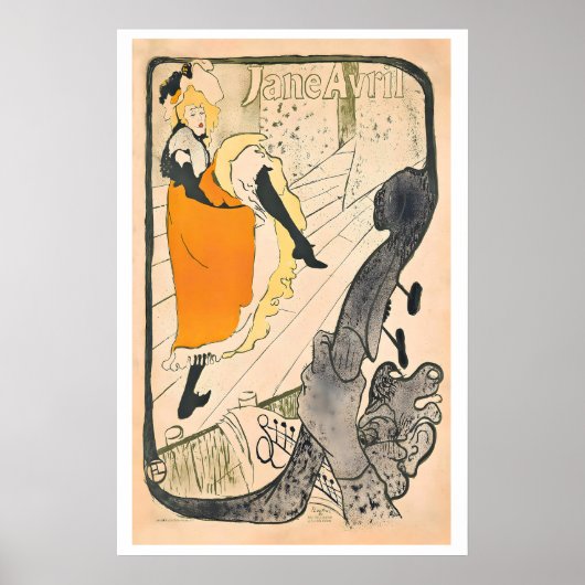 Jane Avril Moulin Rouge 1890s Vintage Poster by (Voorkant)