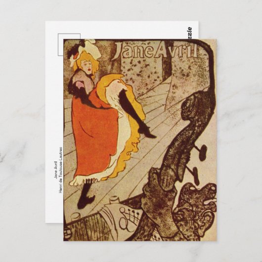 Jane Avril van Henri de Toulouse-Lautrec Briefkaar Briefkaart (Voorkant / Achterkant)