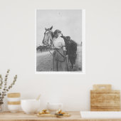 Jane Bernoudi en haar paard Poster (Keuken)