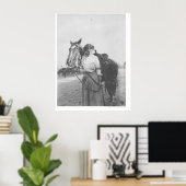 Jane Bernoudi en haar paard Poster (Thuiskantoor)