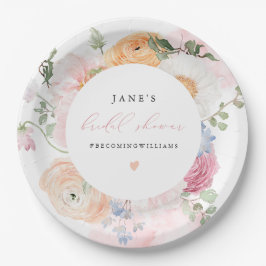 JANE Blush Bloemblaadjes & Prosecco Bruidsfeest Papieren Bordje