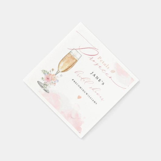 JANE Blush Bloemblaadjes & Prosecco Bruidsfeest Servet (Hoek)