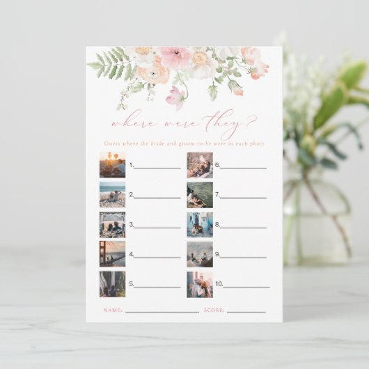 JANE Blush Bloemen Waar waren ze bruids spel Kaart (Staand voorkant)