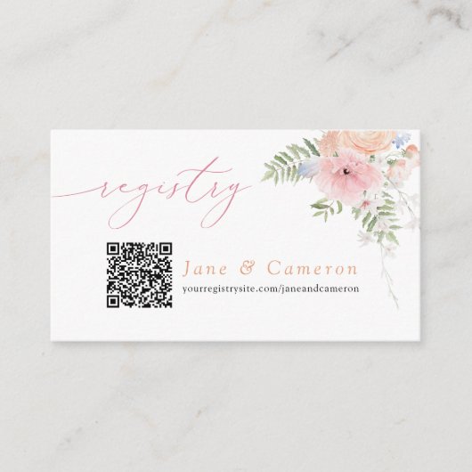 JANE Blush Bloemenbloemblaadjes & Prosecco Registr Informatiekaartje (Voorkant)