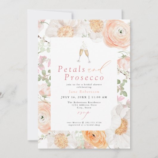 JANE Blush Bloemenbloemblaadjes & Prosecco Vrijgez Kaart (Voorkant)