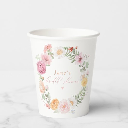 JANE Blush Bloemenbloemblaadjes & Prosecco Vrijgez Papieren Bekers (Voorkant)