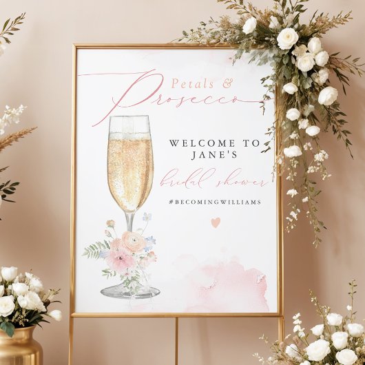 JANE Blush Bloemenbloemblaadjes & Prosecco Vrijgez Poster