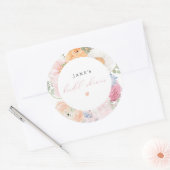 JANE Blush Bloemenbloemblaadjes & Prosecco Vrijgez Ronde Sticker (Envelop)