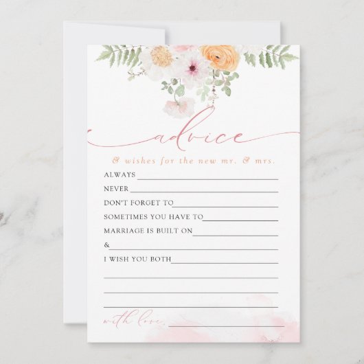 JANE Blush Bloemenbruid Advies & Wensen Game Kaart (Voorkant)