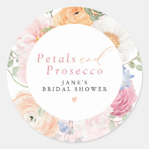 JANE Blush Bloemenkroon & Prosecco Bruidsfeest Ronde Sticker