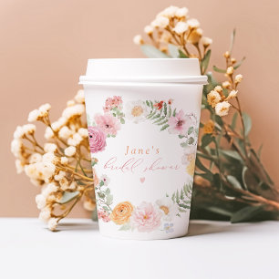 JANE Blush Bloemenkroon & Prosecco Bruiloftsfeest Papieren Bekers