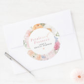 JANE Blush Bloemenkroon & Prosecco Bruiloftsfeest Ronde Sticker (Envelop)