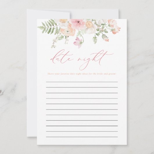 JANE Blush Roze Bloemen Datum Nacht Idee Bruids Sp Kaart (Voorkant)