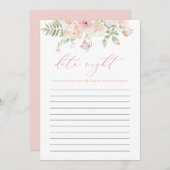 JANE Blush Roze Bloemen Datum Nacht Idee Bruids Sp Kaart (Voorkant / Achterkant)