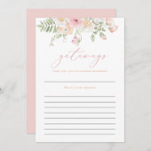 JANE Blush Roze Bloemen Getaways Reizen Bruids Spe Kaart (Voorkant / Achterkant)