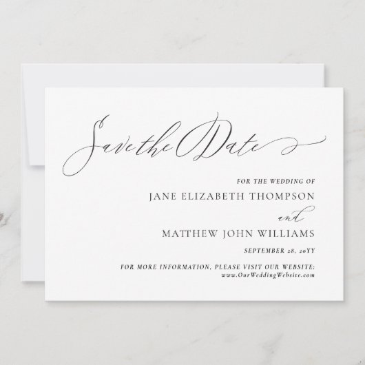 Jane Elegant Script Save the Date Trouwkaart (Voorkant)