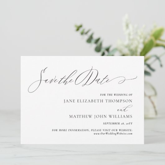 Jane Elegant Script Save the Date Wedding (Staand voorkant)