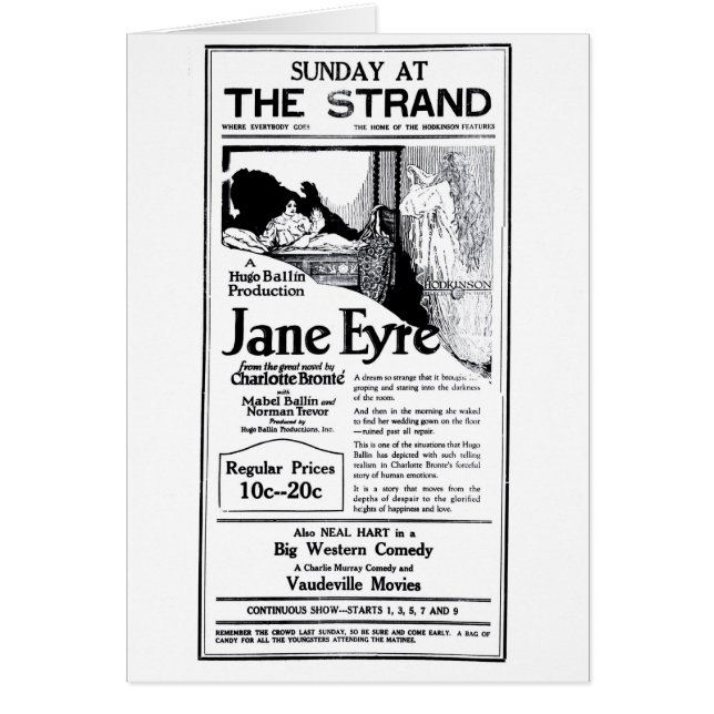 'Jane Eyre' 1922  film en kaart (Voorkant)