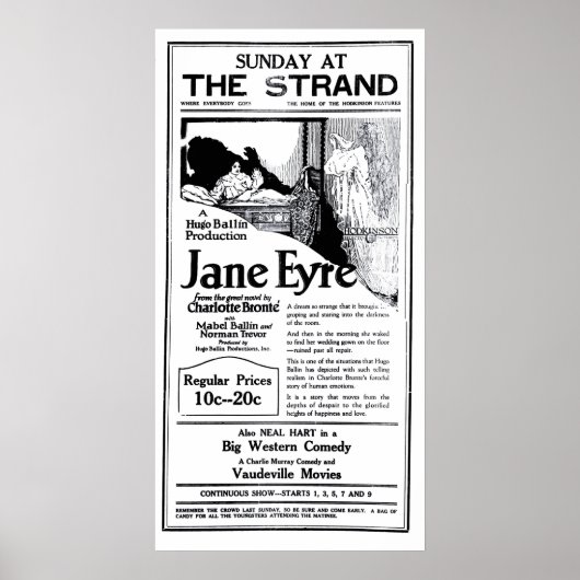 'Jane Eyre' 1922  film en poster (Voorkant)