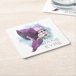 Jane Eyre Bonnet Flowers Paarse en Blauw Kartonnen Onderzetters